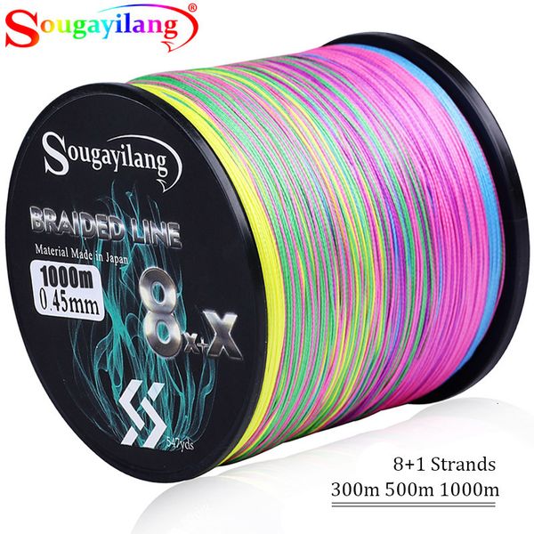 Treccia Sougayilang 9 fili PE Lenza da pesca 300M 500M 1000M Multifilamento Filo da pesca Carp Fishing Line Tool 230608