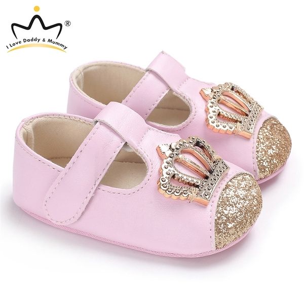 First Walkers Baby Shoes Cute Pink Crown Flower Bows Princess Baby Girl Shoes Cotton Mary Jane born Shoes Toddler Infant First Walkers 230608