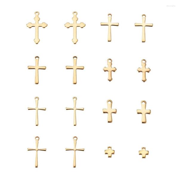 Amuletos 1 caixa de aço inoxidável dourado minúsculo slide cruz pingente de Páscoa para DIY pulseira colar brincos fazendo descobertas de joias