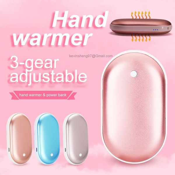 Bancos de energia para aquecimento de mãos com LOGO personalizado grátis 5200 mAh Mini pacotes de calor recarregáveis USB Carregador de telefone Aquecedor de bolso de desenhos animados Estojo de aquecimento de inverno elétrico