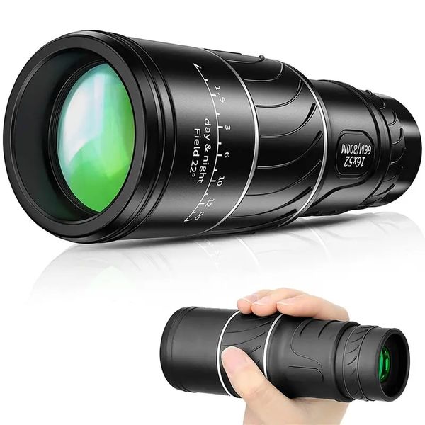 16x52 HD-Portátil Foco Duplo Monocular 2598.43/314960.63 polegadas Telescópio Zoom Óptica Para Adultos Crianças Acampamento