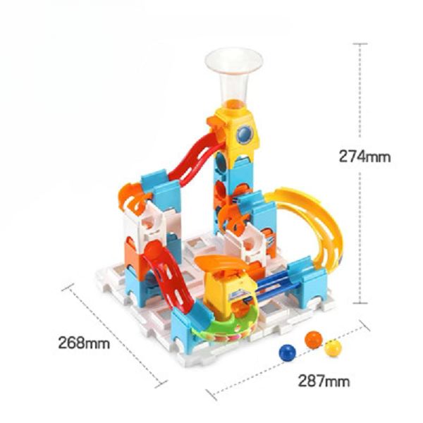 Puzzle di avventura grande scivolo di assemblaggio di blocchi di particelle per giocattoli da pista da flipper per bambini