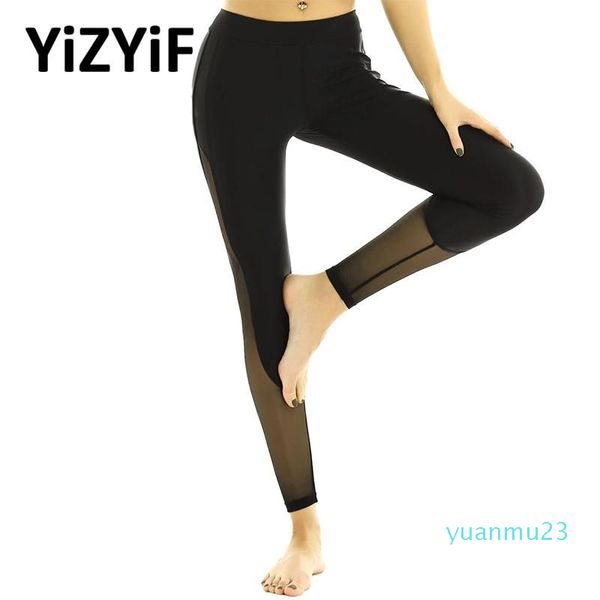 Roupas de ioga calças femininas leggings de dança cintura alta malha emendada lateral inferior elástico magro treino de ginástica para