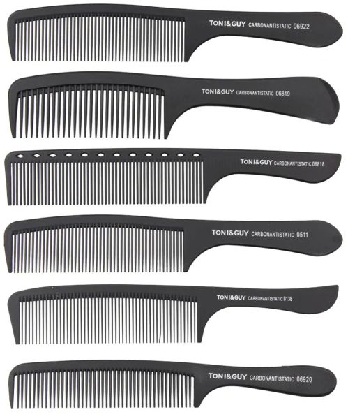 ToniGuy Classic Carbon Antistatico Black Hand Combs Spazzole da taglio professionali per saloni