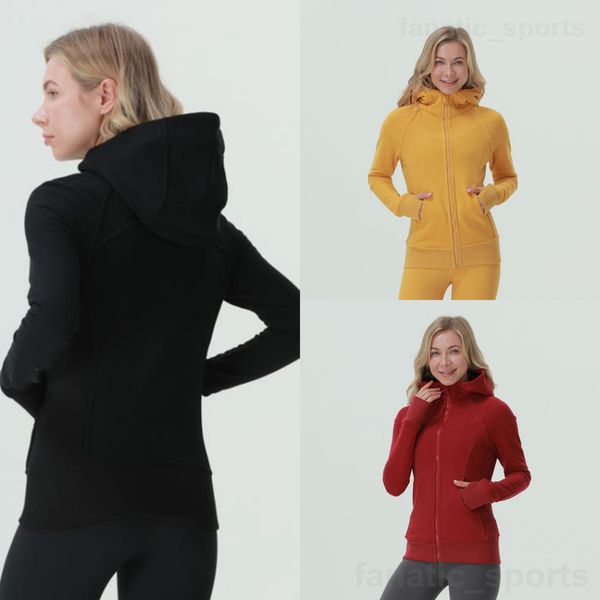 Lu Align Lu Scuba Damen-Trainingsjacke, Kapuzenpullover, Yoga, durchgehender Reißverschluss, lässige Kapuzenjacken, umfassender Jogging-Hoodie-Mantel, einfarbig, Fitness-Sweatshirts, dünn