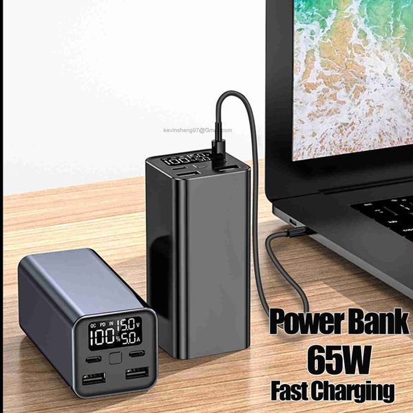 Bancos de energia personalizados gratuitos com LOGO 80000mAh Tipo C PD 65W Carregamento rápido Powerbank Carregador externo de bateria para smartphone, laptop, tablet, iPhone, Xiaomi