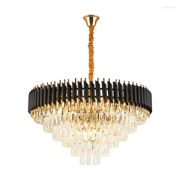 Kronleuchter LED Moderne Kristall Klar Designer Schwarz Kronleuchter Beleuchtung Lustre Suspension Leuchte Lampen Für Foyer