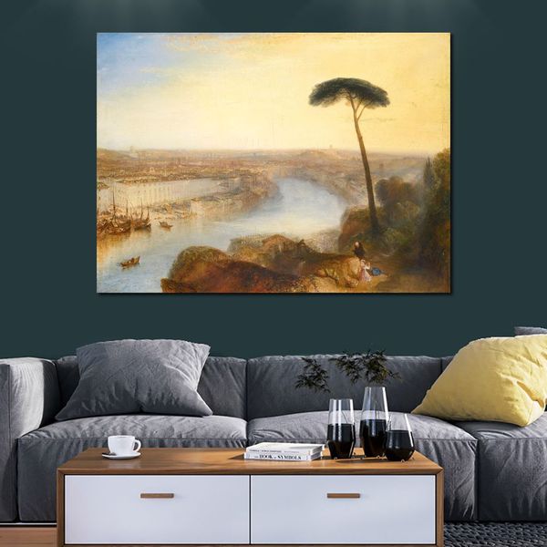 Marine Paintings Canvas Art Roma dal Monte Aventino Joseph William Turner Pittura per Cafe Bar Decor