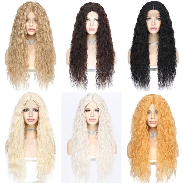 Кружевные парики Lvcheryl Lacefront t Part Blonde Long Afro извращенные вьющиеся волосы парика для черных белых женщин ежедневная вечеринка подарки 230609