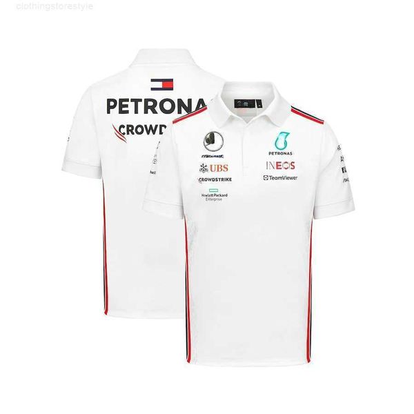 Polos da uomo Mercedes-Aaggmm Petronas F1 Team 2023 Polo Shirt Tshirts Lewis Hamilton Valtteri Bottas Formula 1 Auto Auto vestiti