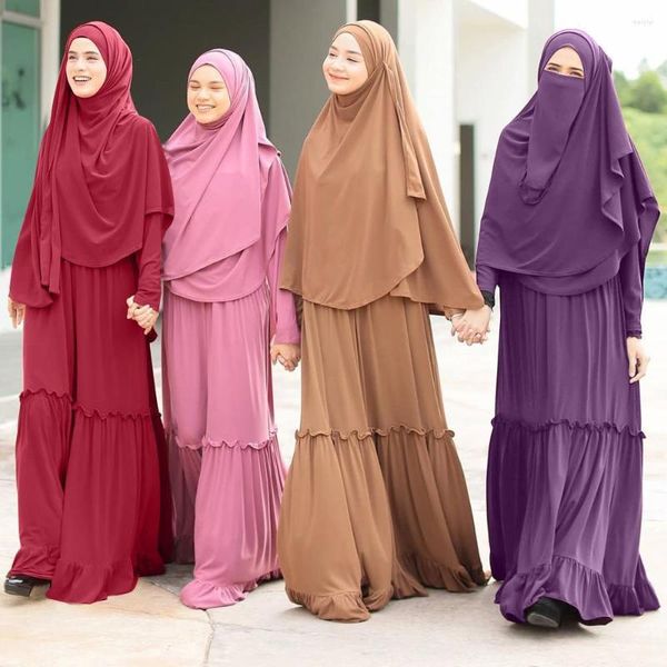 Ethnische Kleidung Eid Mubarak Plissee Abaya Dubai Türkei Muslim Hijab Maxi Kleid Kaftan Kaftan Islam Kleider Frauen Robe Musulman Vestidos
