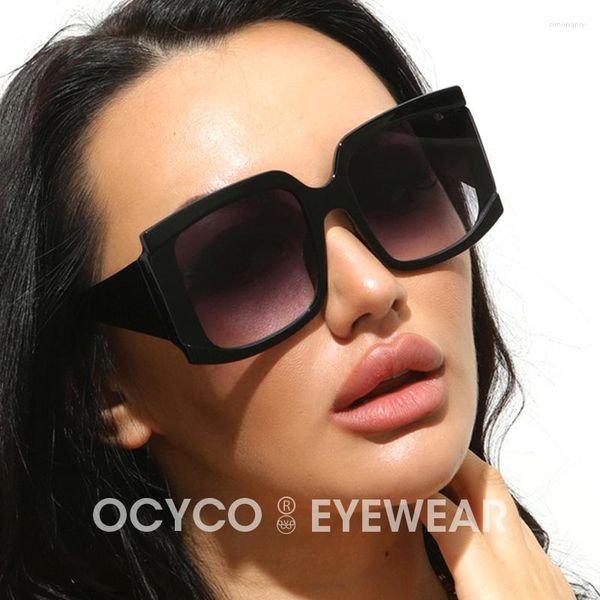 Óculos de sol quadrado oversized branco rosa para mulheres 2023 moda armação grande gradiente óculos de sol feminino uv400 tom preto