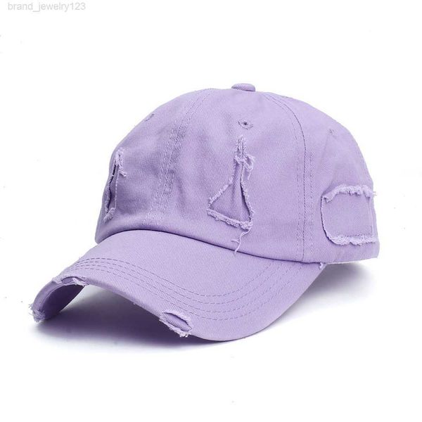 Trendy Streetwear Hip Hop Worn Hole Face Cap per donna Uomo Orange Purple Letter Summer Snapback Cap