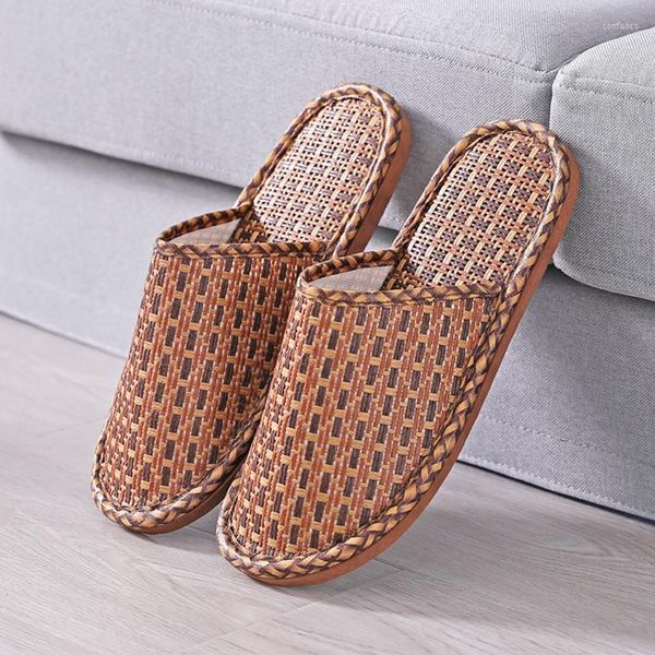 Hausschuhe Rattan Leinen Bambus Sandalen gewebt Sommer Damenschuhe umweltfreundlich Fuß Strand Unisex Indoor Bodenrutschen Frühling Herbst