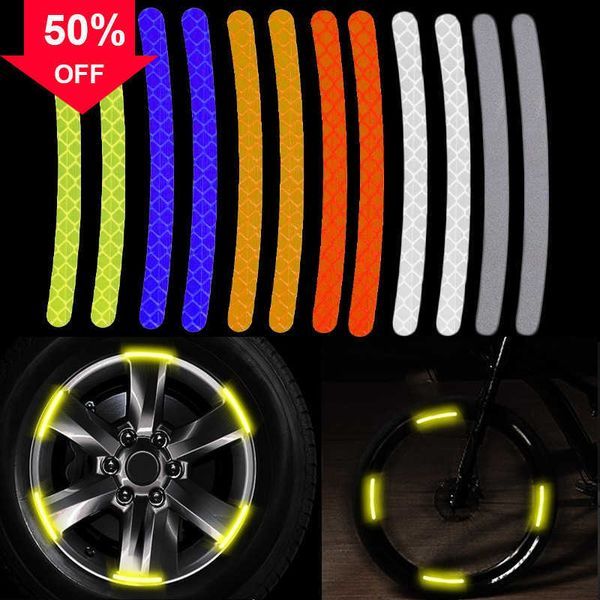 Nuevo 20 piezas cubo de rueda de coche pegatina reflectante llanta de neumático cinta de rayas luminosa Moto calcomanía decorativa accesorios de conducción nocturna