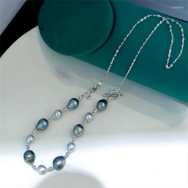 Correntes Última moda 7-8mm Akoya Prata Azul 9-10mm Tahitian Baroque Pearls S925 Colar Várias Maneiras de Usar Jóias para Mulheres Meninas