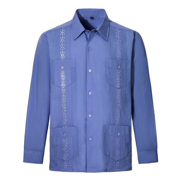 Camicie casual da uomo Camicia a maniche lunghe Guayabera Migliora il tuo stile con il classico design latinoamericano 230609