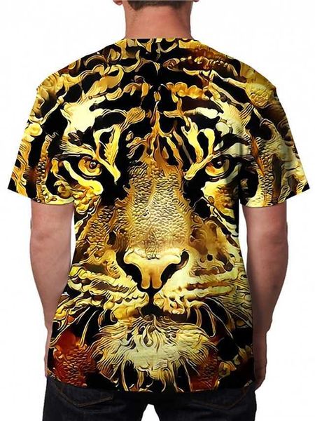 Erkek Unisex T-Shirt Tee Hayvan Tiger Grafik Baskılar Mürettebat Boyun 3D Günlük Tatil Kısa Kollu Baskı Giyim Tasarımcısı Günlük Moda Büyük ve Uzun