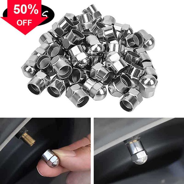 Novo 50 Pcs Tampas de Pressão de Ar de Pneu de Carro Universal Tampa de Válvula de Pneu de Roda de Carro Tampa de Haste de Plástico Cromado Acessórios de Pneu Tampa Hermética