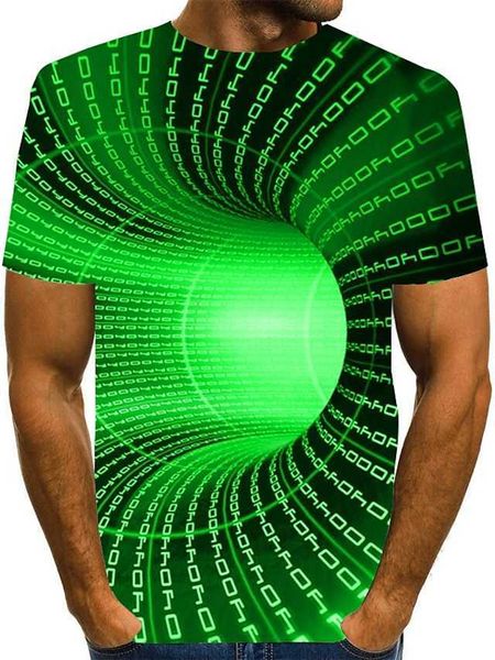 Novità T-shirt da uomo T-shirt Grafica Illusione ottica 3D Girocollo Verde Blu Viola Rosa Giallo Stampa 3D Taglie forti Quotidiano Manica corta Abbigliamento Abbigliamento Essenziale