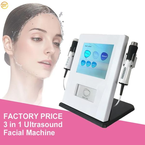 3 em 1 Oxygen Facial RF Machine Spray de infusão de oxigênio de água de ultrassom RF antienvelhecimento Jato de oxigênio máquina facial