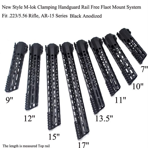 7 9 10 11 12 13 5 15 17'' Zoll Neues Design M-Lok Klemmhandschutzschiene Float Picatinny-Montagesystem Schwarz Farbe321g