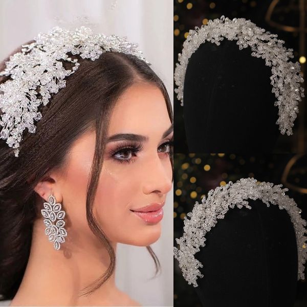 Braut exquisite handgemachte super funkelnde Doppelschicht Eis und Schnee Kristall Haar Creolen Ohrringe Set Hochzeit und Make-up-Accessoires