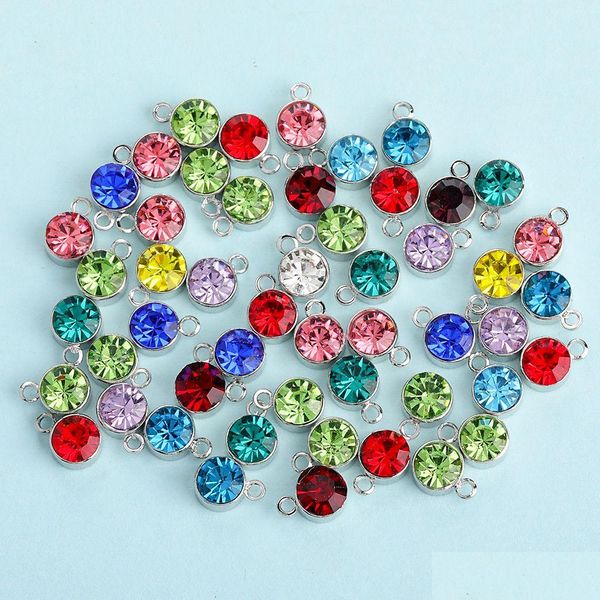 Charms 10 Pz Per Lotto Sier Crystal Birthstone Charm Perline Bracciale Collana Creazione Di Gioielli Fai Da Te In Acciaio Inossidabile Drop Delivery Risultati Dheg7