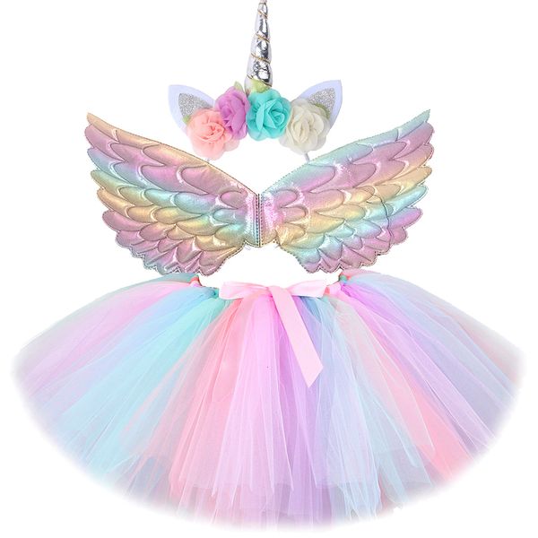 Gonne Neonate Unicorn Tutu Gonna Outfit per bambini Festa di compleanno Tulle Set Bambini Natale Costumi di Halloween con le ali 230609