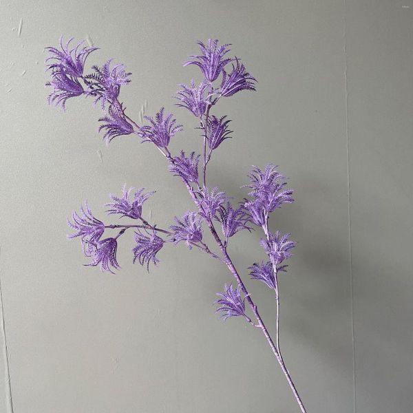 Fiori decorativi Serie viola Composizioni floreali per matrimoni Materiale Fiore rosa artificiale Canna Nebbia Erba Piante Foglia Festa di Natale