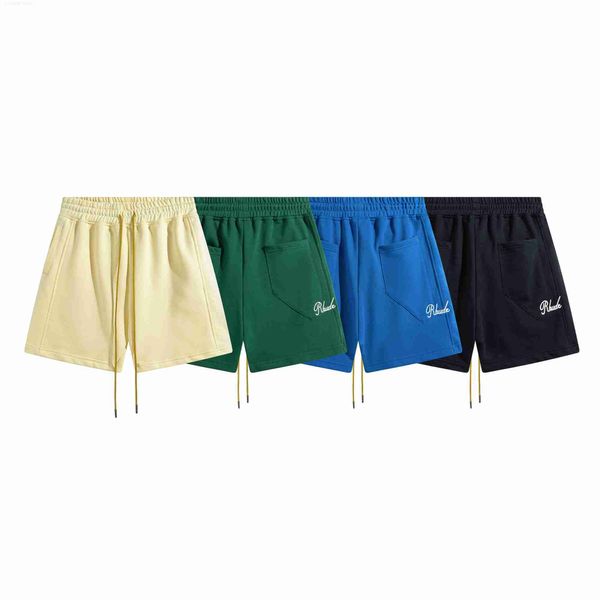 Мужские шорты Rhude Summer Letters Emlleckery Shorts Мужские женщины Лучшее качество желтые зеленые черные сетки бриджи