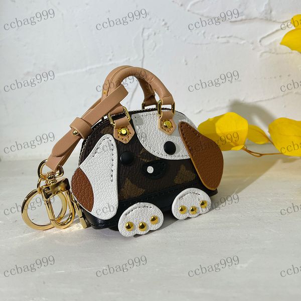 Designer feminino feminino mini pingente bolsa de moedas bolsa de maquiagem cartoon filhote de cachorro elefante pingente fino bolsa cinto corrente chaveiro bolsas pequenas pingente princesa bolsas menino 9x7cm