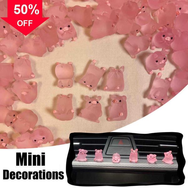 Yeni 6pcs Mini Reçine Sevimli Domuz Karikatür Domuz Süsleri Araba Gösterge Tablosu Oyuncak Bebek