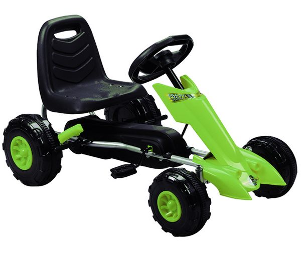 New Kids 4 Wheel Ride on Car con volante da corsa Pedale per bambini di 3-8 anni Go Kart con freno a mano