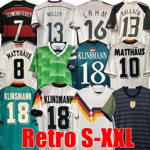 Camisas de futebol retrô da Copa do Mundo da Alemanha 1990 1998 1988 1996 Littbarski BALLACK KLINSMANN 2006 Mens Football Shirts KALKBRENNER 2004 Hassler Bierhoff KLOSE