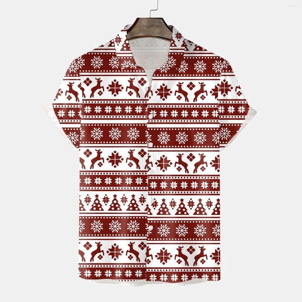 Herren lässige Hemden Männer Kurzärmel Herbst Winter Weihnachten 3D Printed Fashion Top Bluse Pullover