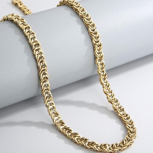 Zincirler Siyah Altın Kaplama Paslanmaz Çelik Gerdan Düzenleme Erkekler için 65cm uzunluğunda 7mm genişliğinde örgülü zincir kolyeler Erkek Mücevher Aksesuarları