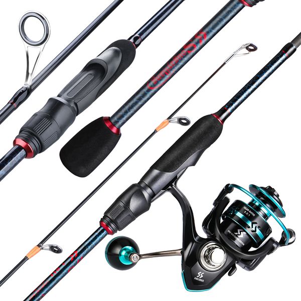 Rod Reel Combo Sougayilang Fishing and Set Travel Spinning Fiber Carbon Pole with for Lake Sea 230609