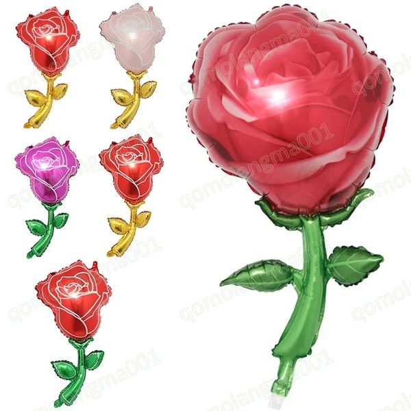 Balão de flor de rosa de folha de alumínio para decoração de 30 polegadas em forma de rosas de casamento, aniversário, bar, decoração de festa, balões, flores