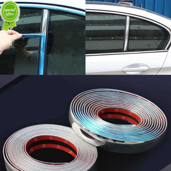 Yeni 3 Metre Otomatik Krom Döşeme Dekoratif Şeritler Araba Pulları Styling Sticker Pencere Trim Araba Dış Gümüş Dekorasyon