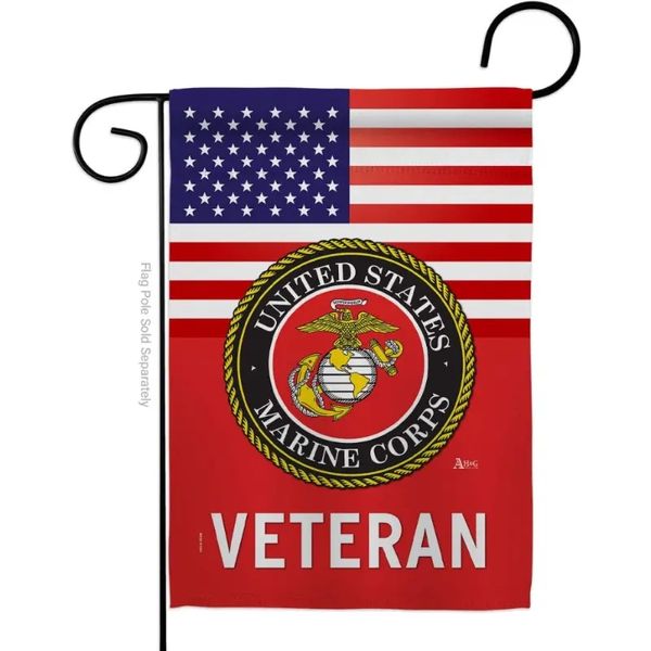 1 Stück US Marine Corps Veteranen-Gartenflagge, Staat, amerikanisches Militär, Ruhestand, offizielle Hausdekoration, Banner, kleiner Hof, Geschenk, Doub ohne Fahnenmast, 30,5 x 45,7 cm