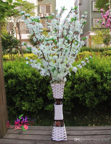 Flores decorativas que vendem jardim decoração de festa decorações de casamento natural grande tecido artificial flor de cerejeira seda 5 cores