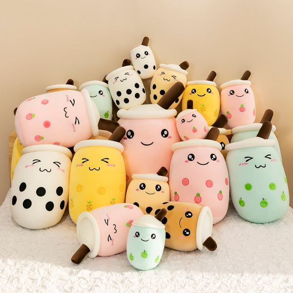 Cartone animato peluche frutta bolla tazza di tè cuscino farcito bevanda analcolica mela latte tè cuscino posteriore fast food regali per bambini compleanno