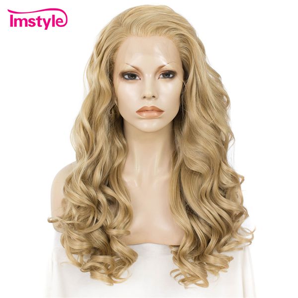 Кружевные парики Imstyle Blonde Wig Syntetic Front Long Wavy для женщин с теплостойким клетчаткой. Действительно Daily Cosplay 230609
