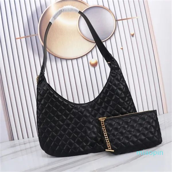 2023-Luxury Bag Tote Borsa sotto le ascelle Shopping bag Catena Pelle con etichetta dorata Borsa a tracolla in due pezzi moda nera Una borsa a tracolla con borsa