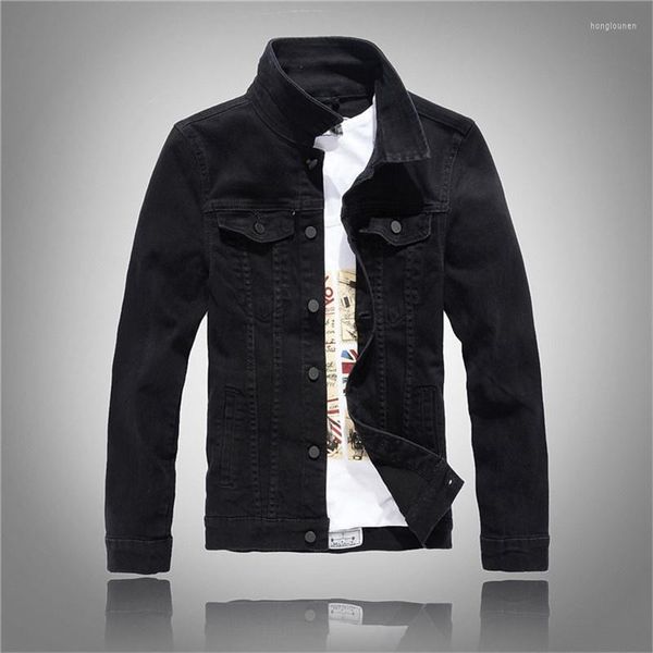 Jaquetas Masculinas Primavera Outono Masculinas Magras Manga Completo All Match Denim Jean Casual Preto Branco Fantasia Colorida Casaco Outerwear Jaqueta Masculina