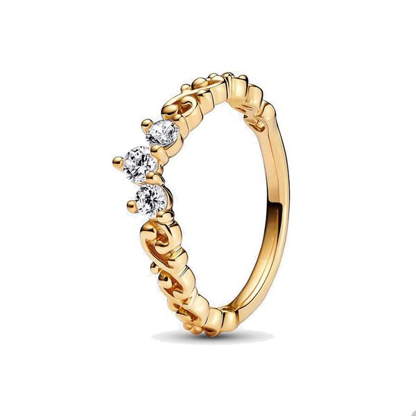 Anel de casamento de ouro cintilante para pandora desejo atemporal anéis alternados designer de joias para mulheres diamante de cristal anel de ouro de luxo com conjunto de caixa original