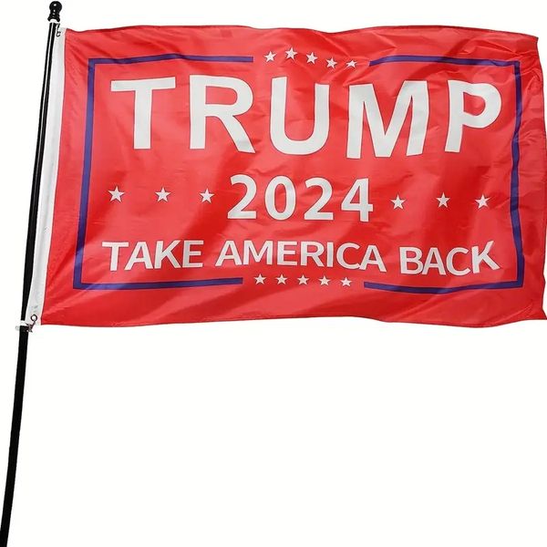 1pc, Donald Trump para o presidente 2024 Take America Back Flag Red 3x5 Foot With Grommets, Party Bunner, Party Supplies, Party Decor, Home Decor, Room Decor
