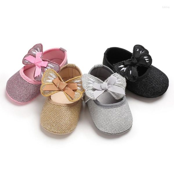 Sapatos de bebê com laço fashion First Walkers antiderrapantes infantil menina solado macio e confortável parte inferior