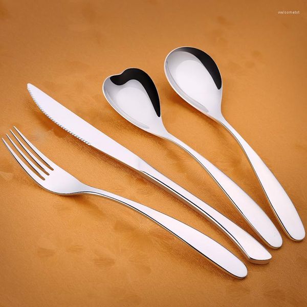 Set di stoviglie 304 Set in acciaio inossidabile Coltello da bistecca a forma di cuore Zuppa Scoop Western El Fornitori Stoviglie Cena Forchetta Posate